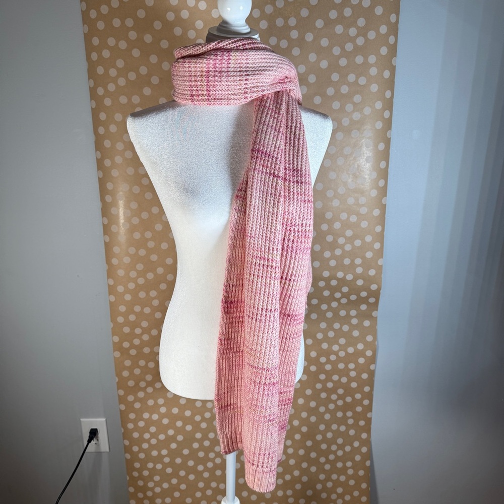 NWOT J Crew Pink Knit Womens Winter Scarf Ribbed Ends 72" Long